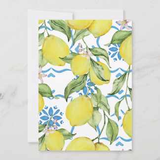 Lemon Blue Tile Mediterranean Birthday Invite 