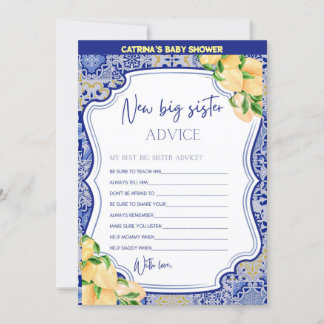 Lemon Blue Tiles Baby Shower - Editable Name, 5x7 Invitation