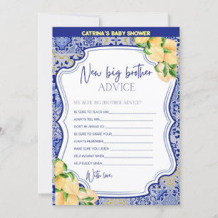 Lemon Blue Tiles Baby Shower - Editable Name, 5x7 Invitation