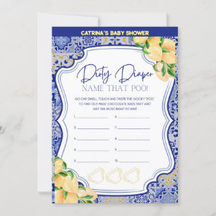 Lemon Blue Tiles Baby Shower - Editable Name, 5x7 Invitation