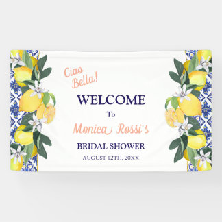 Lemon Blue Tiles Ciao Bella Bridal Shower Banner