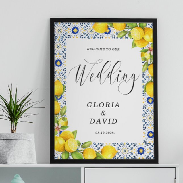 Lemon Blue Tiles Welcome Wedding Poster (Creator Uploaded)