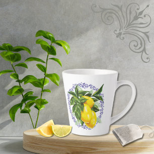 Lemon & Blue Toile Filigree Country French Kitchen Latte Mug