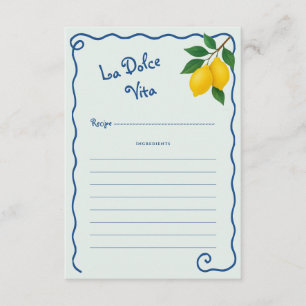 Lemon Blue Whimy Frame La Dolce Vita Bridal Shower Enclosure Card