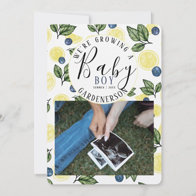 Lemon Blueberry Boy Pregnancy Announcement  (Front)