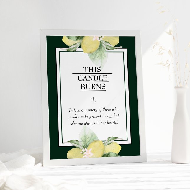 Lemon Border Emerald Green This Candle Burns Poster (Creator Uploaded)