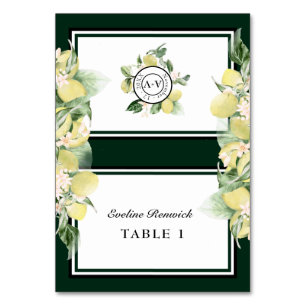 Lemon Border Green Wedding Foldable Place Card