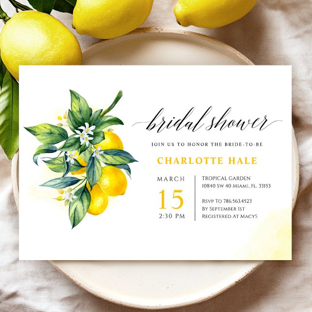 Lemon Botanical Bridal Shower Invitation (Creator Uploaded)