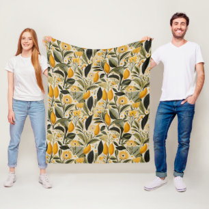Lemon Botanical Grove Fleece Blanket