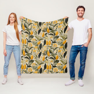 Lemon Botanical Grove Fleece Blanket