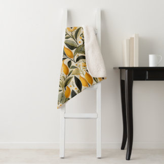 Lemon Botanical Grove Sherpa Blanket