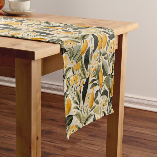 Lemon Botanical Grove Short Table Runner (In Situ)