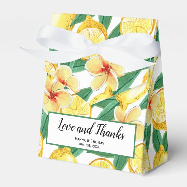 Lemon Botanical Love and Thanks Wedding  Favour Box (Front Side)