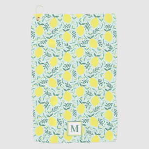 Lemon botanical monogram pattern golf towel