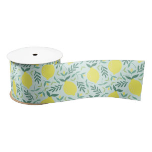 Lemon botanical pattern satin ribbon