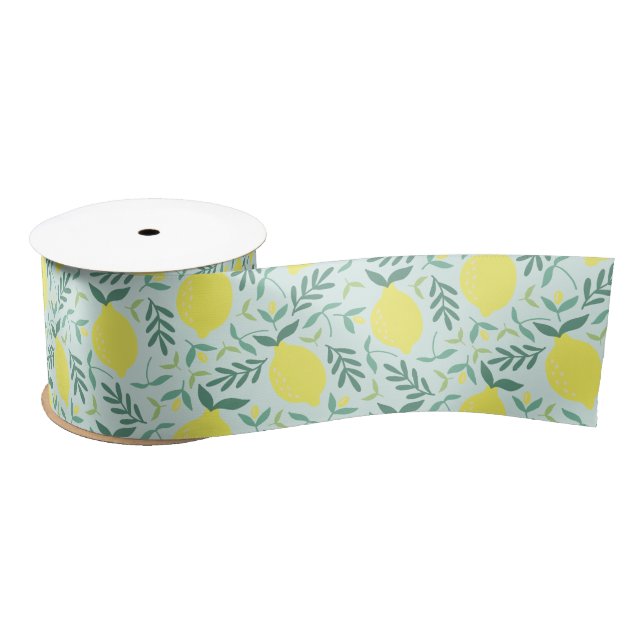 Lemon botanical pattern satin ribbon (Spool)