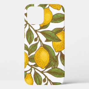 Lemon botanical seamless pattern iPhone 12 case