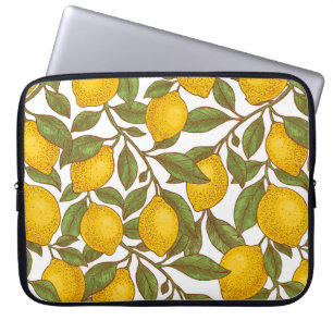 Lemon botanical seamless pattern laptop sleeve