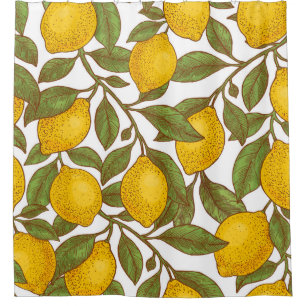 Lemon botanical seamless pattern shower curtain