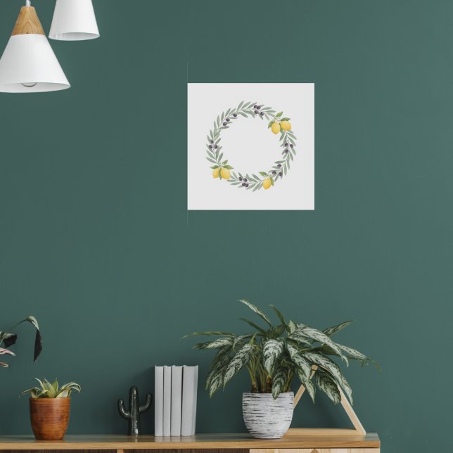 Lemon Botanical Wreath Poster (Living Room 1)