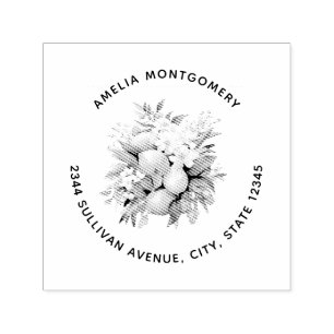 Lemon Bouquet with Pretty Blossoms Address Self-inking Stamp