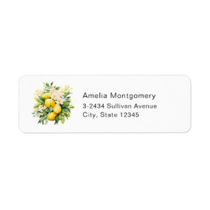 Lemon Bouquet with White Blossoms - Address Return Address Label