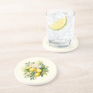 Lemon Bouquet with White Blossoms Coaster
