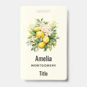 Lemon Bouquet with White Blossoms ID Badge