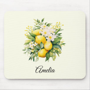 Lemon Bouquet with White Blossoms Mouse Pad
