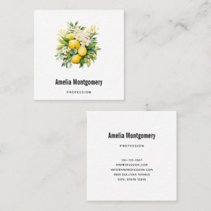 Lemon Bouquet with White Blossoms Square Business Card