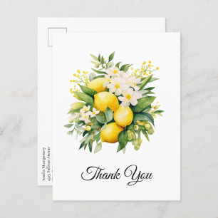 Lemon Bouquet with White Blossoms Thank You Postcard