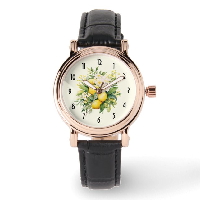 Lemon Bouquet with White Blossoms Watch (Front)