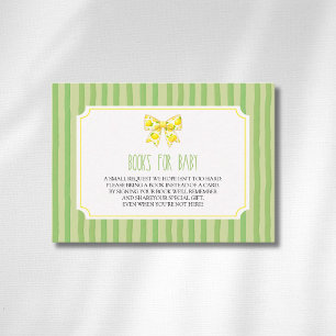 Lemon Bow Citrus Green Striped Books For Baby  Enclosure Card