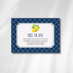 Lemon Bow Navy Blue Diamond Books For Baby Enclosure Card
