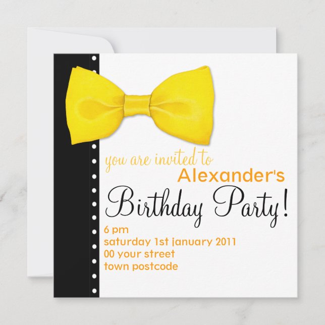 Lemon BowTie Birthday Invitation (Front)