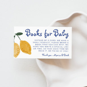 Lemon Boys Books For Baby Shower Baby Library Enclosure Card