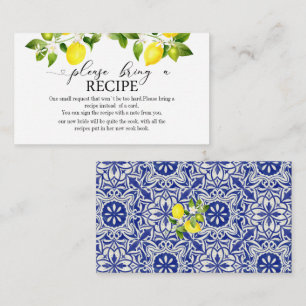 lemon branch and blue mosaic bridal shower enclosure card