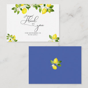 Lemon branch and blue mosaic thank you card