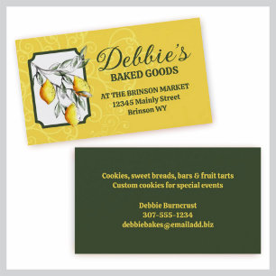 lemon branch baking bakery pastry chef catering business card
