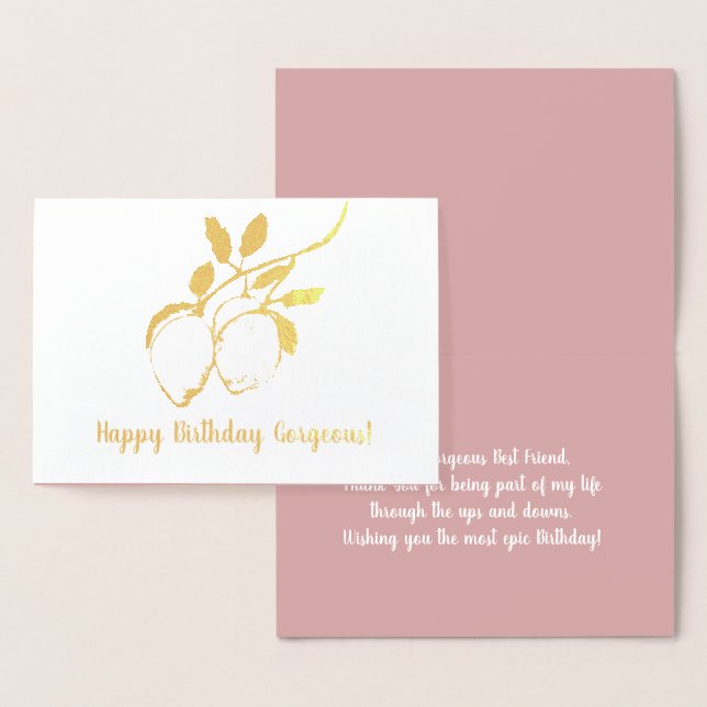 Lemon Branch Botanical Birthday Real Foil Card (Display)