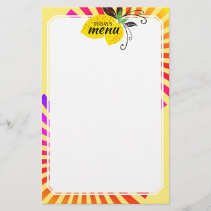 Lemon branch groovy rays menu letterhead
