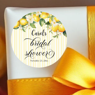 Lemon Branch Mediterranean Summer Bridal Shower Classic Round Sticker