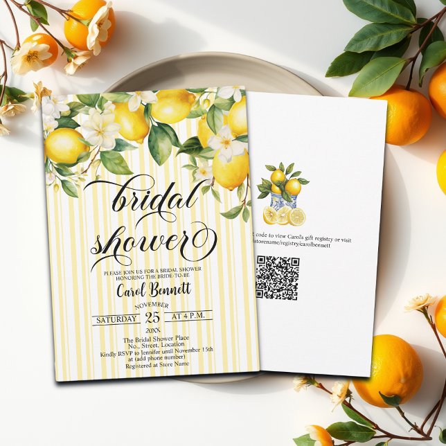 Lemon Branch Mediterranean Summer Bridal Shower Invitation (Creator Uploaded)