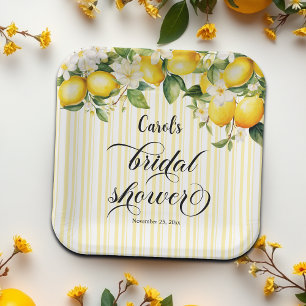 Lemon Branch Mediterranean Summer Bridal Shower Paper Plate