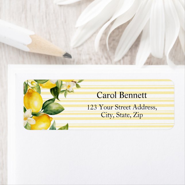Lemon Branch Mediterranean Summer Return Address Label (Insitu)