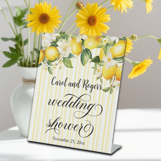 Lemon Branch Mediterranean Summer Wedding Shower Pedestal Sign (Creator Uploaded)