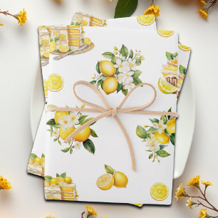 Lemon Branch Mediterranean Summer  Wrapping Paper Sheet