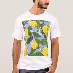 Lemon Branches: Blue Vintage Illustration T-Shirt