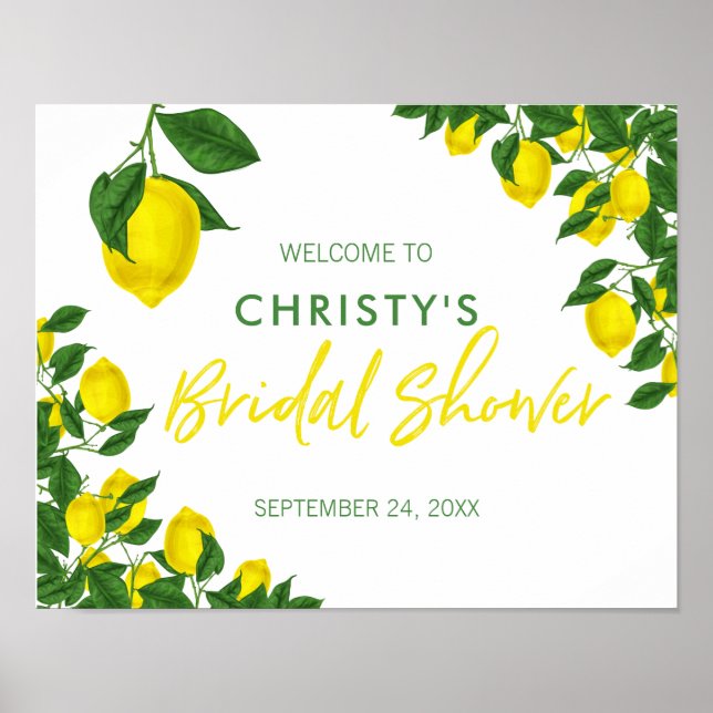 Lemon Branches Bridal Shower Welcome Poster (Front)