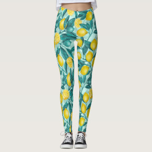 Lemon branches in blue and yellow leggings